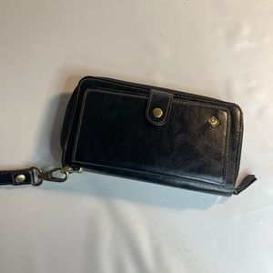 Pola black leather wristlet nwot